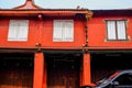 red painted pre-war shophouse building heritage site Malacca Royalty Free Stock Photo