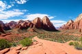 Red Rocks of Zion National Park from the road made with Generative AI Royalty Free Stock Photo