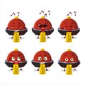 An image of red vampire hat dancer cartoon character enjoying the music