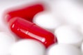 Image of red and white pills on white background. Medicine concept Royalty Free Stock Photo