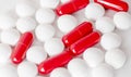 Image of red and white pills on white background. Medicine concept Royalty Free Stock Photo