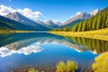 Reflection of the sky and rock in Lake Mary in the Wasatch mountains in Utah USA. made with Generative AI Royalty Free Stock Photo