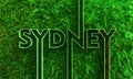 Sydney city name in geometry style design with green grass