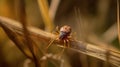 Tick Clinging to a Grass Straw, waiting for it\'s prey.