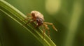 Tick Clinging to a Grass Straw, waiting for it\'s prey.