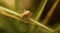 Tick Clinging to a Grass Straw, waiting for it\'s prey.