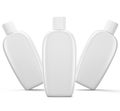 Three detergent bottle plastci wih a clead object