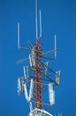 Repeater antennas located at the top of the mountain Royalty Free Stock Photo