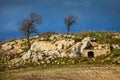 Sicilian landscape and house in the rock Royalty Free Stock Photo