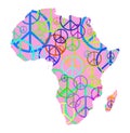 Africa with peace symbol, abstract image, isolated. Royalty Free Stock Photo