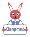 Rabbit with sign, change, colors, french, isolated.