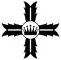 Cross with crown, black and white, tattoo, nobility. Royalty Free Stock Photo
