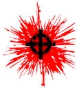 Celtic cross on bloodstain, fascism, dictatorship, isolated. Royalty Free Stock Photo