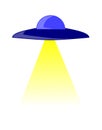 Stylized UFO with light, colors, unidentified flying object, isolated.