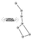 Great bear, constellation, tattoo, black and white, isolated. Royalty Free Stock Photo
