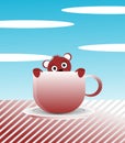 Bear coming out of a cup, breakfast, animal, cartoon.