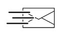 Letter envelope with kinetic lines, movement, shipping, isolated.