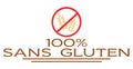 100% gluten free, nutrition, label, french, colors, isolated.