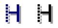 Letter H logo with squares, fantasy, isolated.