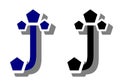 Letter J logo with pentagons, fantasy, isolated.