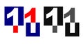 Logo with the number eleven and squares colorful, isolated, arabic numerals