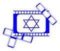 Star of David in cinema film, patterned, isolated.