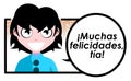 Girl saying Best wishes aunt, cartoon, color, spanish, isolated.