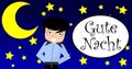 Good night, boy, comic, cartoon, colors, german.