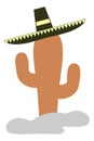 Stylized cactus with sombrero, logo, color, colors, isolated.