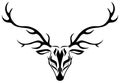 Stylized deer head, black and white, animal, fauna, isolated. Royalty Free Stock Photo