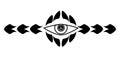 Stylized eye with peace symbol, tattoo, isolated.