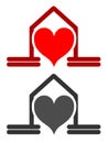 House with heart, icon, logo, colors, isolated. Royalty Free Stock Photo