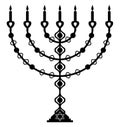 Artistic Menorah, black and white, object, isolated.