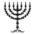 Artistic Menorah, black and white, object, isolated.