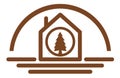 Tree inside a stylized house, logo, isolated. Royalty Free Stock Photo