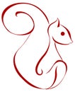 Stylized squirrel, red, animal, isolated.