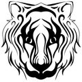 Tiger face isolated in black and white tattoo