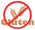 Ban on gluten, concept, english, color, isolated.