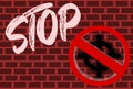 Stop neo-fascism, wall, color, isolated.