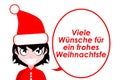 Merry Christmas, girl, cartoon, German, isolated. Royalty Free Stock Photo