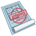 The image represents the approval of architectural or engineering plans Royalty Free Stock Photo