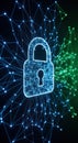 Cybersecurity Concept Digital Padlock with Network Connections Royalty Free Stock Photo