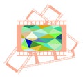 Mosaic motion picture film, artistic, composition, isolated.