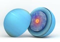 Uranus inner structure for science in 3d concept Royalty Free Stock Photo