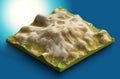 3d map isometric of mountain with rocks and terrain