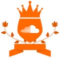 Soundcloud logo in decoration, heraldry, orange, isolated.