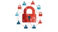 Network Protection with Lock and Shield Icons Representing IT Security Concepts