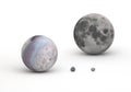 Neptune moons and Earth moon in size comparison Royalty Free Stock Photo
