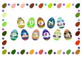 Happy Easter written on Eggs with frame, Italian, religious holiday, isolated.