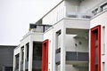 An Image of a residential home with modern facade painting, exterior shot Royalty Free Stock Photo